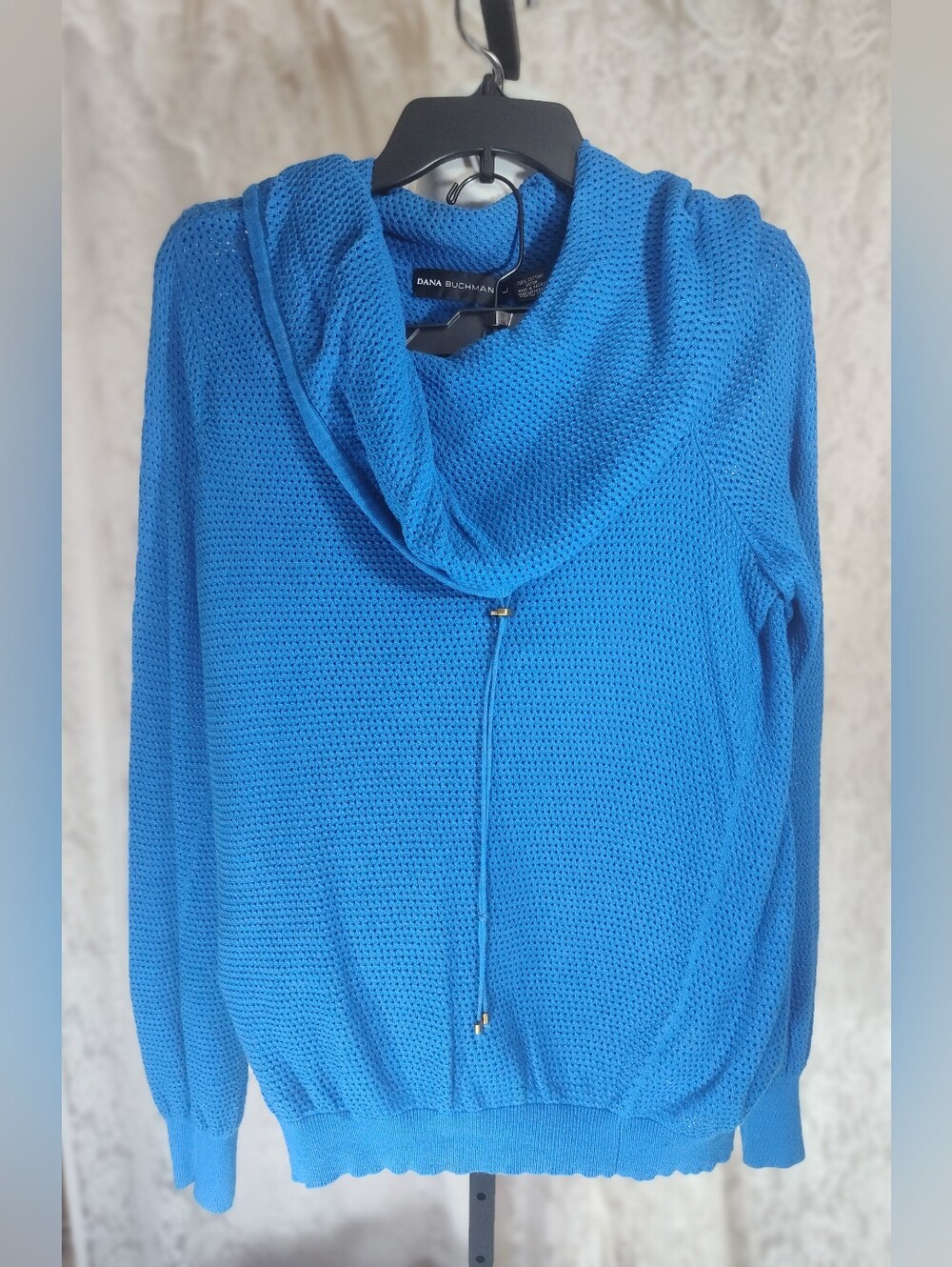 Dana Buchman Bright Blue Hooded Knit Sweater And Capris Pant Set